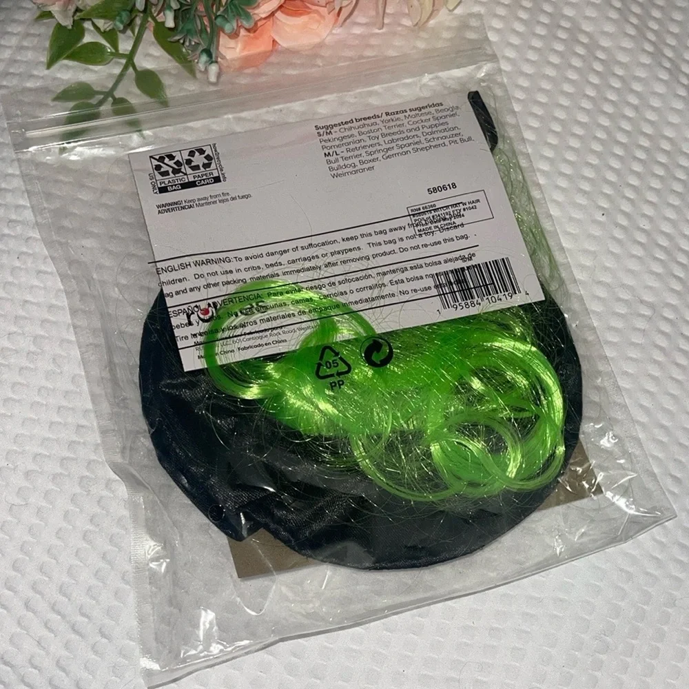 - 🐶- Rubie's Witch Hat with Hair for Dogs - Black and Green